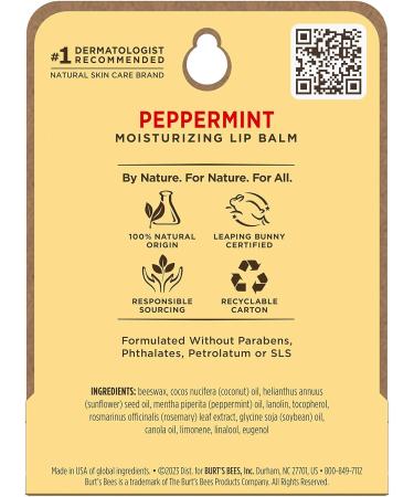 Burt's Bees Peppermint Lip Balm - Unisex 0.15 Ounce | Natural Moisturizing Lip Care | International Shipping Available - Buy Online on GoSupps.com
