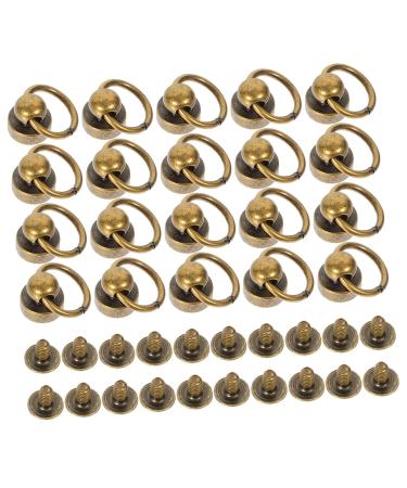 NUOBESTY 20 Sets Belt Ring Monk Head Buckle Leather Purse Phone Case Copper Studs Screw Self-Tapping D-Ring 2X0.9cm As Shown