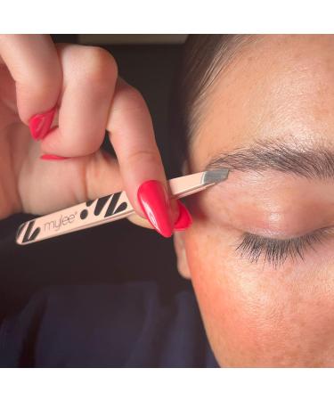 Mylee Professional Slant Tip Tweezer - Precision Stainless Steel Tweezer for Facial Hair Removal, Eyebrow Shaping, Splinter & Ingrown Hair Removal - Buy Online on GoSupps.com