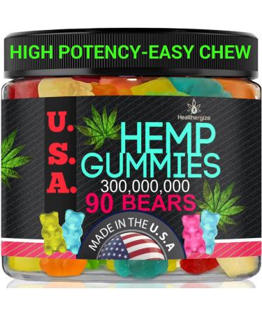 Hemp Gummies Bears Sleep Gummies Calm Muscles Discomfort Skin-Peace and Relaxation Fruity Flavors Natural Hemp Oil Gummy Bears Edibles-Made in USA-90 Bears