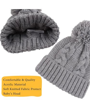 XIAOHAWANG Winter Knit Hat for Baby Boys & Girls | Twist Infant Toddler Pompom Cap 0-3 Years | 3PCS Set - Buy Online on GoSupps.com