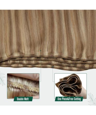 Runatur Real Hair Extensions - Brown & Blonde Highlights 55cm | Human Hair for Sewing #10/16 - Buy Online on GoSupps.com