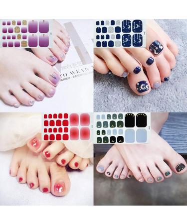 DANNEASY 20 Toe Nail Stickers Full Nail Wraps - Self Adhesive Toenail Polish Strips with File and Cuticle Stick Kit - Buy Online on GoSupps.com