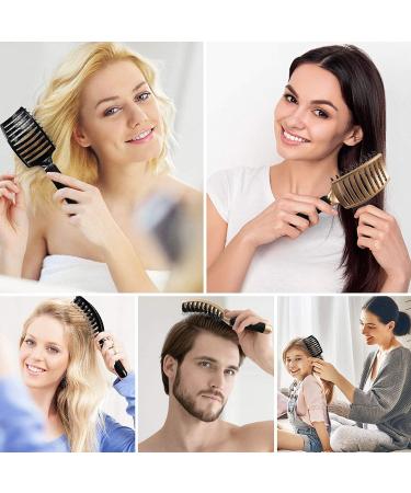HIPPIH Boar Hair Brushes 2 Pack for Long Curly Hair - Suitable for Men, Women & Kids - Adds Shine, Smooths Black Thick Hair - Buy Online on GoSupps.com