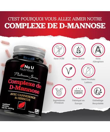 D-Mannose - 120 Capsules V ganes - Complexe 3 en 1 avec Extraits de Canneberge et d'Hibiscus - Soutien Naturel pour les Femmes - Fabriqu en Europe - Nu U Nutrition - Buy Online on GoSupps.com