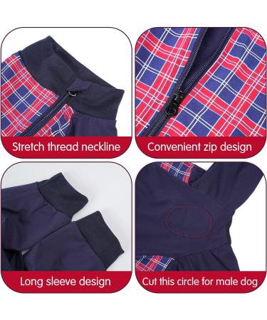 Heywean Dog Recovery Suit for After Surgery - Zippered Long-Sleeved One-Piece for Post-Op Dogs - XXXL Red Checked Body for Dog Relaxation - Buy Online on GoSupps.com