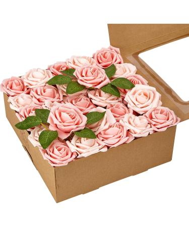 RCZ D cor Shimmer Blush Pink Artificial Flowers - 50 Roses with Stems and 20 Leaves - Buy Online on GoSupps.com