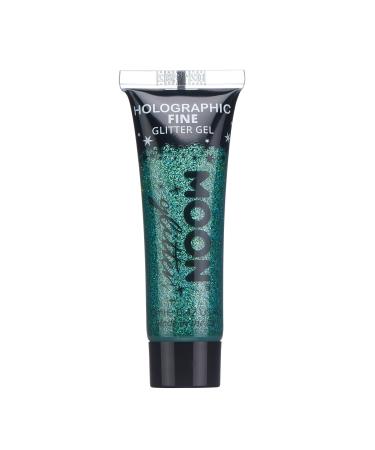 Holographic Fine Face & Body Glitter Gel by Moon Glitter - Green - Cosmetic Festival Glitter Face Paint for Face Body Hair Nails - 12ml - Buy Online on GoSupps.com