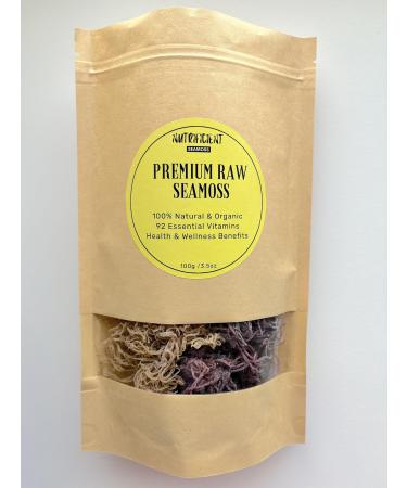 Premium Raw & Dried Sea Moss Mix (Purple and Gold) in 100g (3.5oz) Pack | 100% Organic | Natural Superfood for Health and Wellness Benefits