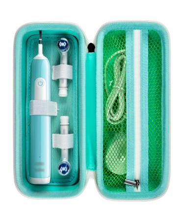 Toothbrush Travel Case Compatible with Oral-B Pro 1000 2000 3000 3500 1500/ for Philips Sonicare ProtectiveClean 4100 5100 Electric Toothbrush with Mesh Pocket for Accessories - Green ( Bag Only)