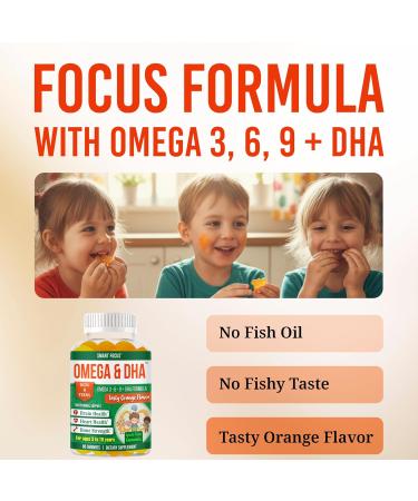 Focus Supplement for Teens & Kids Brain Focus Gummies for Concentration Memory Clarity & Attention | Omega DHA Plant-Based 60 Gummies | Teen Brain Vitamins & Kids Focus Vitamins Fish-Oil-Free - Buy Online on GoSupps.com