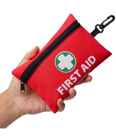 Mini First Aid Kit, 110 Pieces Small First Aid Kit - Includes Emergency Foil Blanket, CPR Respirator, Scissors for Travel, Home, Office, Vehicle, Camping, Workplace & Outdoor (Red) 110 Piece Set