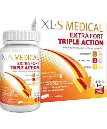 XLS MEDICAL Extra Strong - Weight Loss Aid - Triple Action - Reduces Calorie Absorption - 120 Tablets - Buy Online on GoSupps.com