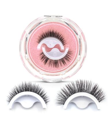 Reusable Self-Adhesive Eyelashes, No Eyeliner or Glue Needed False Eyelashes, Easy to Put on within 3 Seconds, Natural Look, Waterproof Self Adhesive Lashes and a Great Gift for Women (2-Pairs)
