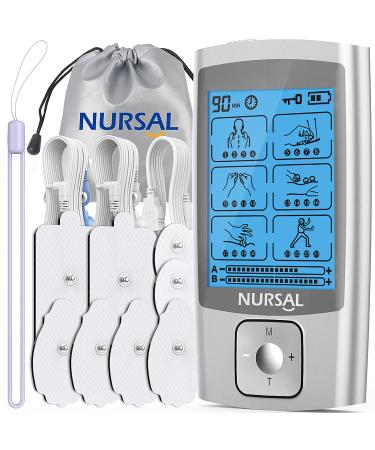 NURSAL TENS Unit Muscle Stimulator Machine for Pain Relief Therapy, Electric Stim Massager for Back, Neck, Muscle Pain Relief Product ( FSA or HSA Eligible)