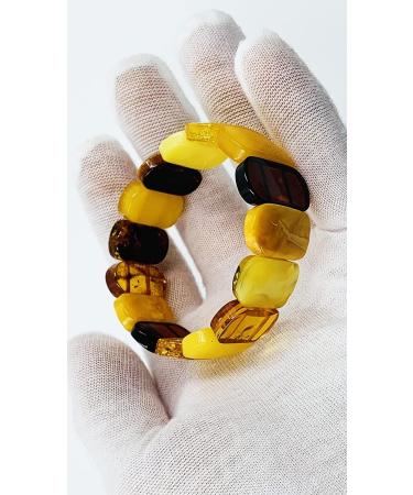 Natural Baltic Amber Stretch Bracelet - Handmade Multicolor Amber Jewelry from Certified Amber Beads - Buy Online on GoSupps.com