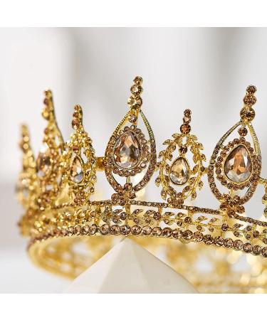 SWEETV Royal Queen Crown Wedding Tiara in Gold - Rhinestone Tiaras for Bride & Women, Costume Headpiece for Cosplay Party Celebration - Buy Online on GoSupps.com