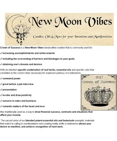 Crown of Success Conjure Intention Oil .5 Oz Bottle Pagan Hoodoo Wicca Herbs & Essential Spiritual Oil Infused Money Love Overcome Fear Power Desire Romance Achievement Financial Success - Buy Online on GoSupps.com