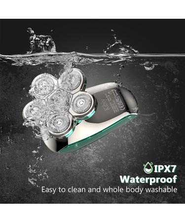 Kibiy 5-in-1 Cordless Head Shaver for Men - IPX7 Waterproof Electric Razor & Grooming Kit with Nose Trimmer - Green - Buy Online on GoSupps.com