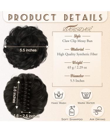 BARSDAR Claw Clip Messy Bun Hairpiece - Curly Synthetic Hair Extension for Women - Natural Black - Buy Online on GoSupps.com