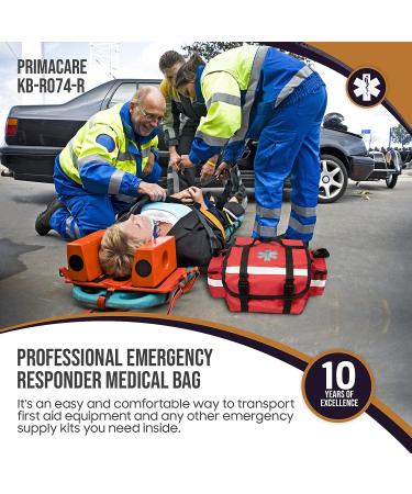 Primacare KB-RO74-R First Responder Bag - 17x9x7, Red - Professional Trauma Kit Carrier for Emergency Medical Supplies - Buy Online on GoSupps.com