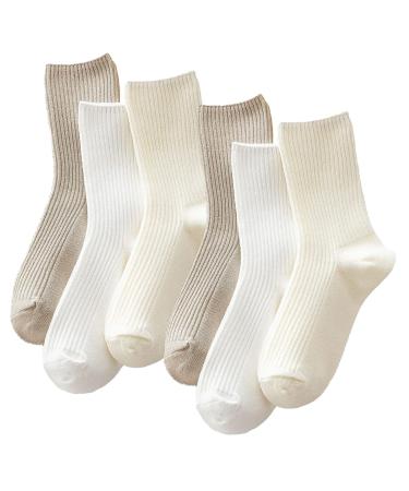 Ruzister 3 pairs of women crew socks from premium cotton knit cute aesthetic sports socks for leisure clothes comfortable socks gift for women L a