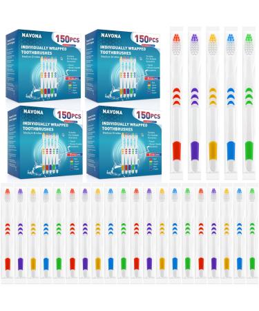 Navona 600 PCS Individually Wrapped Bulk Toothbrush Pack Colorful Manual Disposable Toothbrushes for Adults or Kids Ergonomics Handle Soft Bristles Perfect for Travel Hotel Donation 1 Count (Pack of 600)