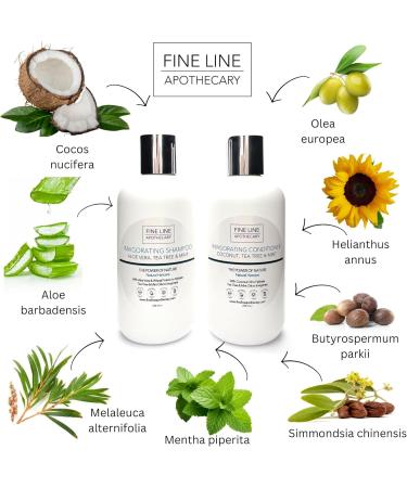 99% Natural INVIGORATING SHAMPOO - ALOE VERA TEA TREE & MINT 250 ml by Fine Line Apothecary. Sulfate Free Paraben Free Silicone Free. Concentrated. pH 5.5 Gentle Suitable for Sensitive Skin - Buy Online on GoSupps.com