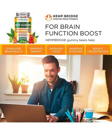 Hempbridge Hemp Gummies - 2 Pack - USA Made Omega 3 Supplement for Pain Relief - 60 Count Gummies with Vitamins B & E - Max Value Formula - Buy Online on GoSupps.com