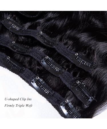 Body Wave Clip In Human Hair Extensions - 120g 8pcs 16 #1B Natural Black - Women's Wavy Hairpiece - BW-Natural Black - Buy Online on GoSupps.com