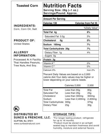 Sunbest Natural Jumbo Corn Toasted Salted 3 Lbs - Non-GMO, Gluten Free, Vegan - Buy Online on GoSupps.com