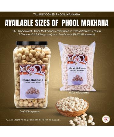 TAJ Phool Makhana Fox Nut Popped Lotus Seeds - 9.5 oz Jar | Pack of 1 - Buy Online on GoSupps.com
