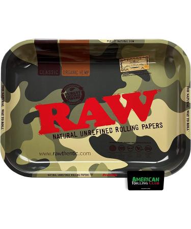 RAW Camo Rolling Tray with Magnetic Cover & American Rolling Club Scoop Card - Buy Online on GoSupps.com
