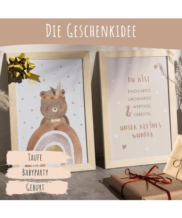 Eulentaler Boho-Style Children's Room Posters | Creative & Loving Designs | Bear Rainbow & Saying | A4 Wall Art Set for Girls & Boys (3 Pack) - Buy Online on GoSupps.com