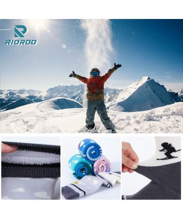 Rioroo Merino Wool Ski Socks for Kids | Unisex Thermal Winter Socks - Thick Reinforced Anti-Slip Calf Design in Green & Gray - Buy Online on GoSupps.com