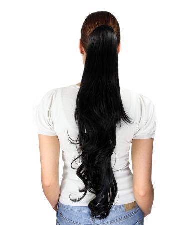 Hairpiece black very long/slightly wavy T117-1B