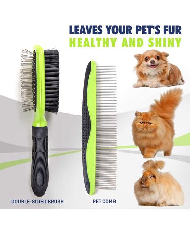 Rexipets Double-Sided Pet Grooming Set for Dogs & Cats - Small Deshedding Tool with Strong Grip - Lice & Flea Removal - Soft Bristles for Ultimate Grooming - Buy Online on GoSupps.com