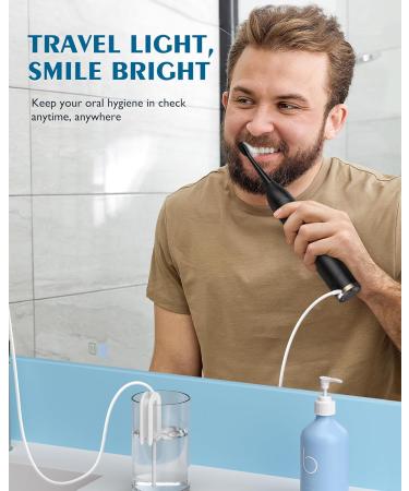 AGPTEK Toothbrush Flosser Combo - Portable Travel Oral Care Device 5 Modes USB-C Charging 500ml Reservoir - Gold & Black - Buy Online on GoSupps.com
