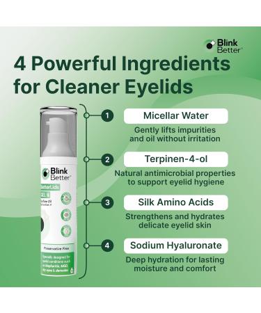 BetterLids Eyelid Cleansing Gel Gentle Centella & Tea Tree Extract Cleanser Refreshes & Cleanses for Daily Eyelid Care Preservative-Free 1.06 oz - Buy Online on GoSupps.com