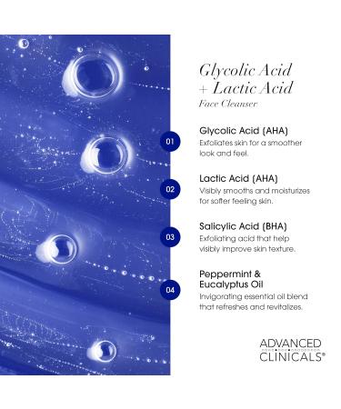 Advanced Clinicals Exfoliating Glycolic Acid & Salicylic Acid Face Wash + Hydrating Vitamin C Facial Cleanser 2pc AM/PM Skin Care Set For Women & Men To Gently Exfoliate & Cleanse Dirt & Oil 2PC 23.5 Fl Oz (2-Piece Set) Vi  - Buy Online on GoSupps.com