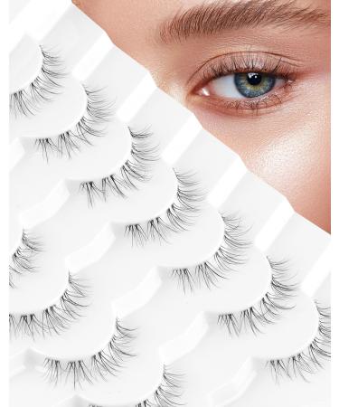 Onlyall Lashes Natural Look False Eyelashes Natural Look Wispy Lashes Short Eyelashes Fake Eye Lashes Clear Band Eyelashes 7 Pairs A23 A23 Clean Look