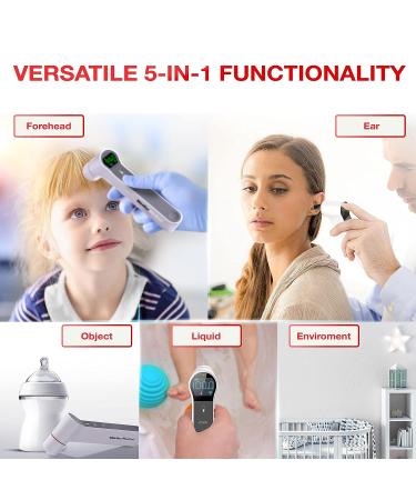 Mueller Ear Forehead Thermometer for Adults and Kids - Non-Contact Body & Surface Thermometer with LCD Display and Auto Shut-Off - Gray/White - Buy Online on GoSupps.com