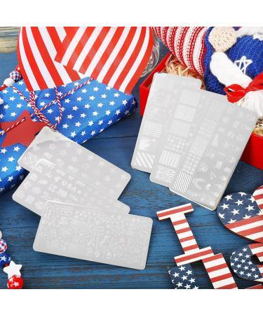 Whaline Patriotic Nail Stamping Plates - 6 Sheets American Flag Stars Gnome Images | 4th of July Nail Art for Independence Day DIY Manicure - Buy Online on GoSupps.com