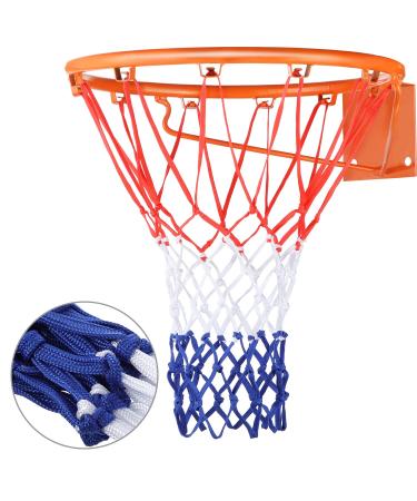 Hsei Basketball Net Replacement All Weather Basketball Net Fits Standard Indoor or Outdoor, 12 Loop Red, White, Blue