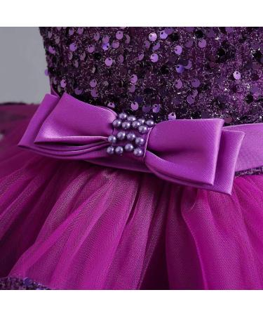 Miipat Baby Girl Tulle Sequin Princess Party Dress | Formal Flower Girls Birthday Wedding Pageant Dress 4-5 Years Purple - Buy Online on GoSupps.com