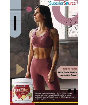 Organic Beet Root + Apple Cider Vinegar Powder - Nitric Oxide Booster - 30 Servings - Heart Health & Immunity Support - Non-GMO - Buy Online on GoSupps.com