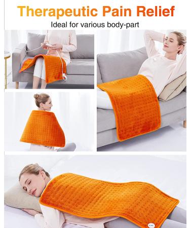 Woomer Extra Large Electric Heating Pad | 5-Year Warranty for Back Pain Relief | Moist Heat Therapy | Auto Shut-Off | Power Cord Storage Belt | 33 x 17 Pumpkin Design - Buy Online on GoSupps.com