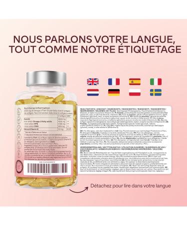 Omega 3 DHA EPA Huile de Poisson Sauvage 2000mg: 1000mg EPA + 500mg DHA par dose (2 g lules) - Complement Alimentaire Omega3 Fish Oil Concentration Pure et Forte en Om ga 3 et Vitamine E - 120 G lules - Buy Online on GoSupps.com