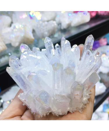 Natural Crystal Rough Crystal Decoration Natural White Angel Aura Crystal Cluster Electroplating Titanium Coating Quartz Cluster Stone Home Decoration 500-600g - Buy Online on GoSupps.com