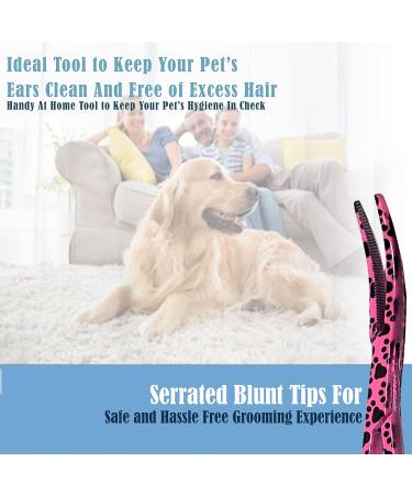 Dog Pet Ear/Nose Hair Puller Grooming Hemostat Locking Forceps Curved Pliers 5.5" (14cm) Full Serrated Clamps Stainless Steel (Pink Paws) Curved Pink Paws - Buy Online on GoSupps.com